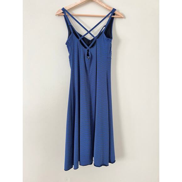 Prana Rebecca Striped Dress Blue Size M Empire Waist Bra Support Back Strap - Picture 6 of 7